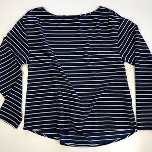 Lauren Ralph Lauren Navy & White Stripe Top Sz M